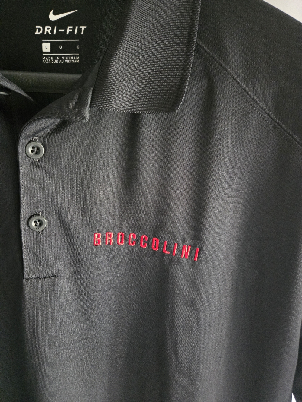 Nike Dri-FIT Black Polo Shirt with Red Broccolini Embroidery